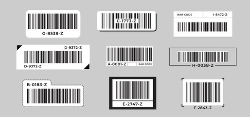 Bar code tag design type label. barcode style useful. vector