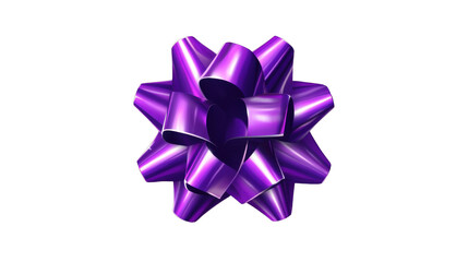 purple shiny gift bow on white background