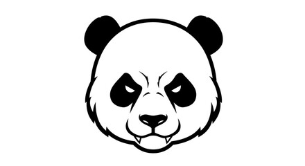 vector art line of angry cute panda face with fire effect and siluet effect suitable for mockup and logo product of team isolated white background
