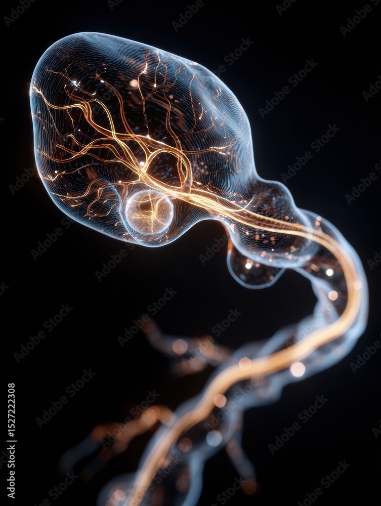 Aufkleber futuristic 3d rendering of optic nerve and eye anatomy showcasing intricate details and glowing stru