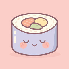 Vector illustration Adorable kawaii sushi with a happy face