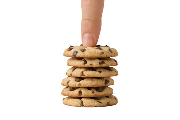 Chocolate chip cookies stack isolated on transparent background png. Generated with AI
