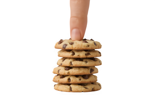 Chocolate chip cookies stack isolated on transparent background png. Generated with AI

