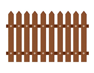 A brown picket fence isolated on transparent background.. A symbol of security, privacy, and the idyllic suburban dream