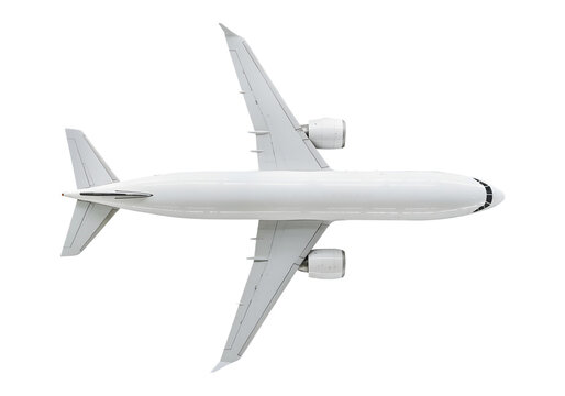 White airplane top view on a transparent background