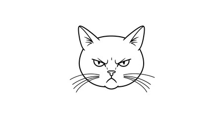 vector art line of angry cute cat cartoon face with fire effect and siluet effect suitable for mockup and logo product of team isolated white background