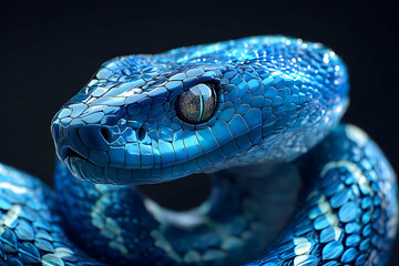 Obraz premium Close-up view of a vibrant blue snake.