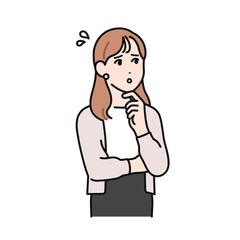 心配をするカーディガン姿の若い女性のイラスト素材
