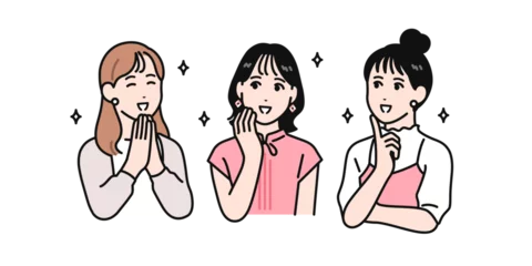 Fototapete 友達と笑顔で話す若い女性のシンプルなベクターイラスト © KatoSaori