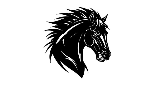 vector art line of angry horse muscle gentle with fire effect and siluet effect suitable for mockup and logo product of team isolated white background