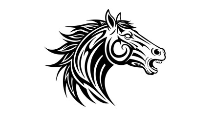 Fototapeta premium vector art line of angry horse muscle gentle with fire effect and siluet effect suitable for mockup and logo product of team isolated white background