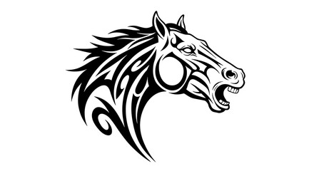 vector art line of angry horse muscle gentle with fire effect and siluet effect suitable for mockup and logo product of team isolated white background