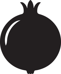 Pomegranate Fruit Black Silhouette Vector, Exotic Fruit Clipart & Healthy Food Design
