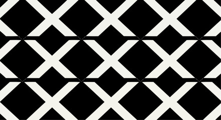 Seamless black and white geometric pattern of squares, rhombuses, and diamonds for modern textile and wallpaper design