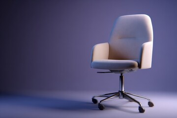 Obraz premium Modern office chair with clean backdrop and soft lighting
