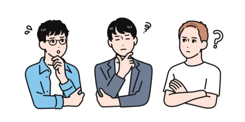 Fototapete 悩み事を抱えている若い男性のシンプルなベクターイラスト © KatoSaori