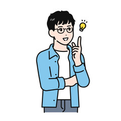ひらめく若い男性のイラスト素材