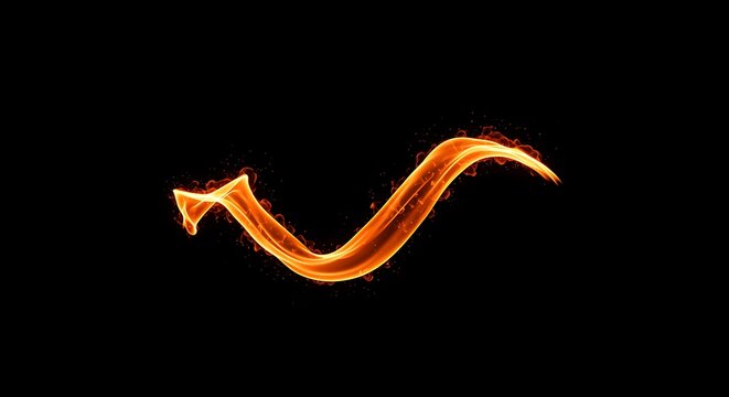 An abstract composition of fire trails forming a spiral vortex, bright embers radiating from the center, set against a deep dark backdrop, energetic and modern, art line background effect