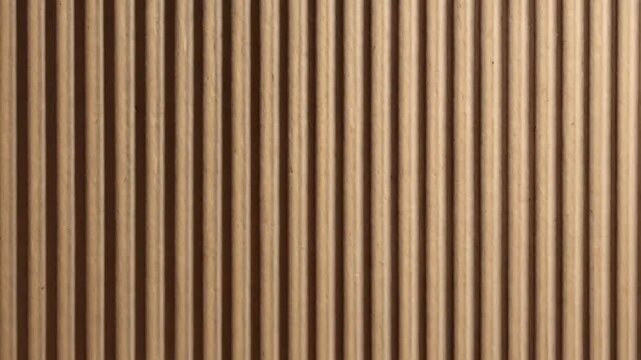 Beige corrugated cardboard surface featuring vertical stripes, creating a repetitive pattern and texture of neutral tone design