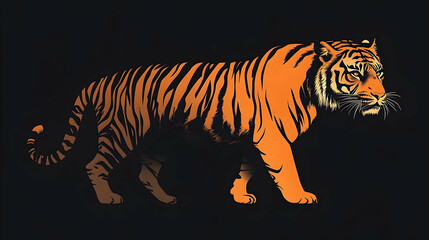 Obraz premium Silhouetted tiger in profile view.