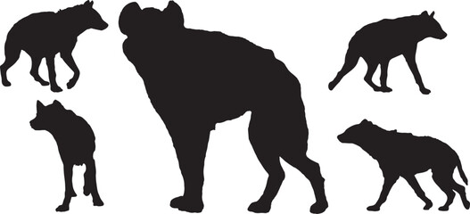 Hyena Silhouettes Vector Illustration on White Background