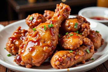 Delicious Glazed Chicken Drumsticks Asian Cuisine Food Photography Closeup