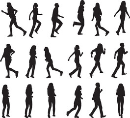 Running Silhouettes Vector Illustration Isolated on White Background