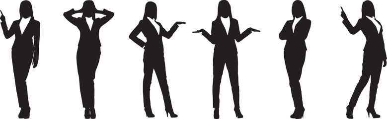 Business Woman Silhouettes, Vector Illustration.