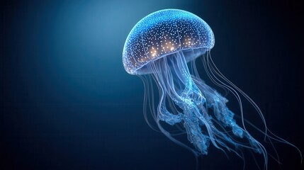 Naklejka premium Detailed digital illustration of a jellyfish.