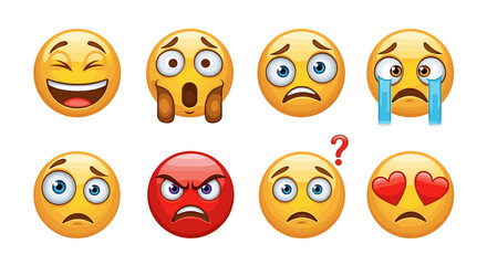 Fototapeta premium Diverse Emotions Captured in a Series of Emojis
