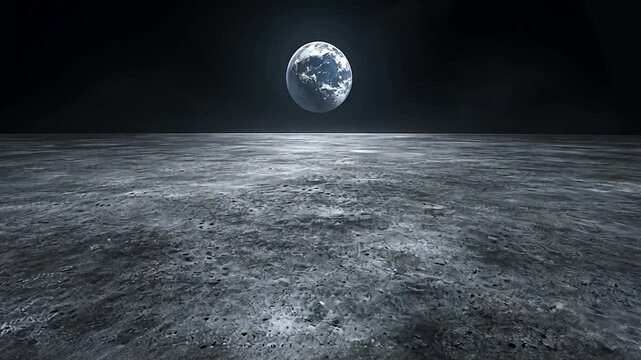 Earthrise over Lunar Surface: A breathtaking view of Earth from the moon's desolate landscape.