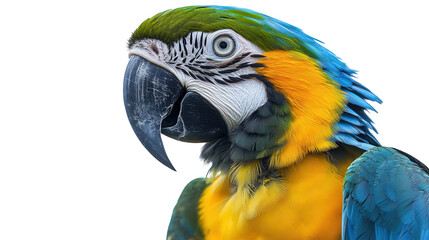 Fototapeta premium Vibrant Close-Up Portrait of a Colorful Macaw Against a PNG transparent background