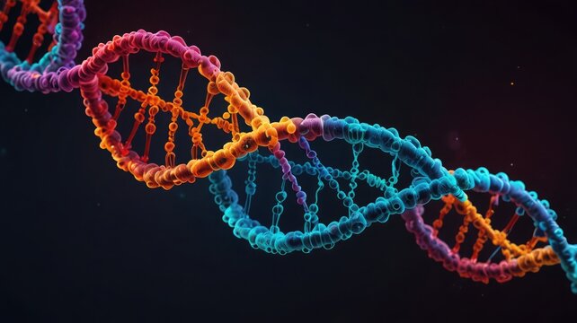 Futuristic DNA Strand Glowing Visualization