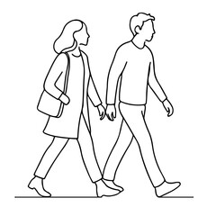 vector illustration of a couple walking 