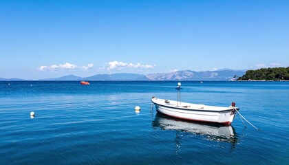 Fototapeta premium Tranquil seascape with a small boat (1)