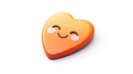 Cute Smiling Heart Illustration with a Cheerful and Glossy Design. Bright graphic of a glossy heart featuring a playful, smiling face, evoking warmth and positivity.