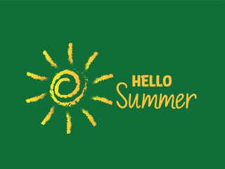 poster welcoming summer, with simple and warm feel, summer time icon