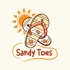 Sandy Toes A Beachy Graphic Featuring Flip Flops and a Sun