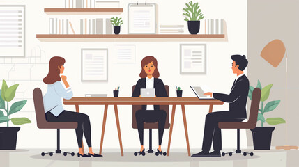 Business professionals having a meeting in modern office environment with relaxed atmosphere