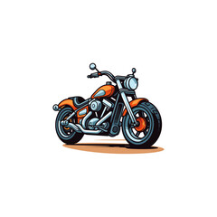 Cute orange motorbike logo icon flat vector design