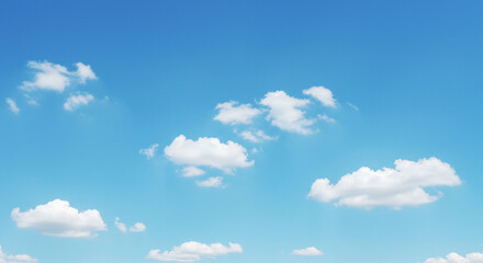 Beautiful Blue Sky with Fluffy White Clouds on a Sunny Day