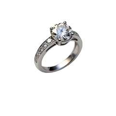 White Gold Diamond Engagement Ring &ndash; Isolated Wedding Jewelry on White