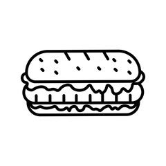 Hot dog icon with line style. Editable stroke design