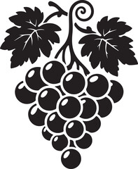 Grapes Fruit Black Silhouette Vector, Vineyard Clipart & Healthy Food Design