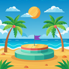 tropical beach with palm trees