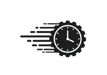 Clock with gear and motion effect isolated on transparent background
