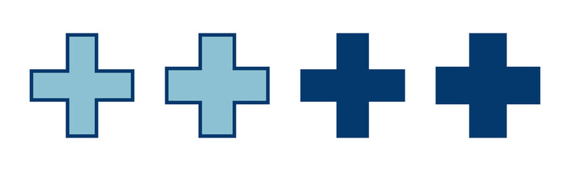 Plus Icon vector isolated on white background. Add plus icon. Addition sign. Medical Plus icon