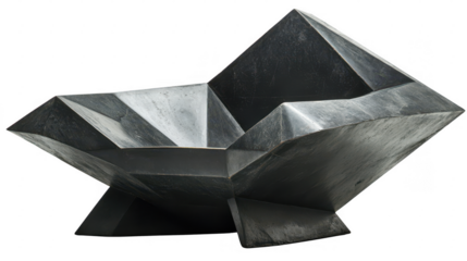 Geometric modern chair sculpture with a PNG transparent background