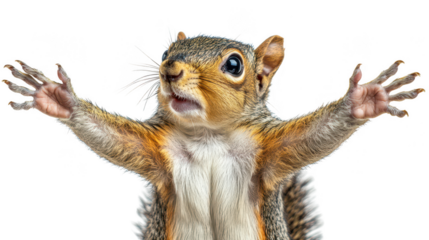 Squirrel with Arms Outstretched on PNG transparent background