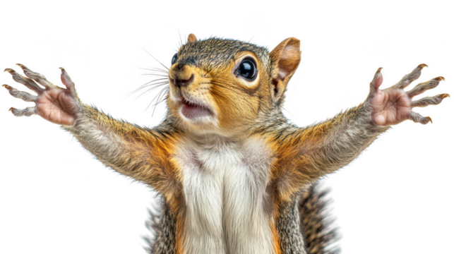 Squirrel with Arms Outstretched on PNG transparent background - Powered by Adobe